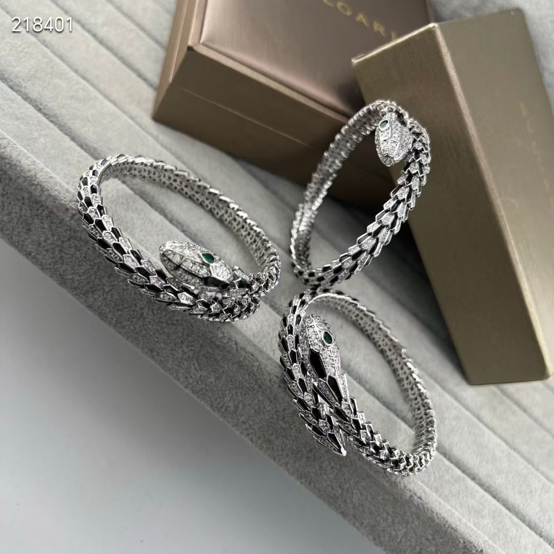 [✨Star Jewelry💎】NEW OBSIDIAN & DIAMOND SERPENT BRACELET