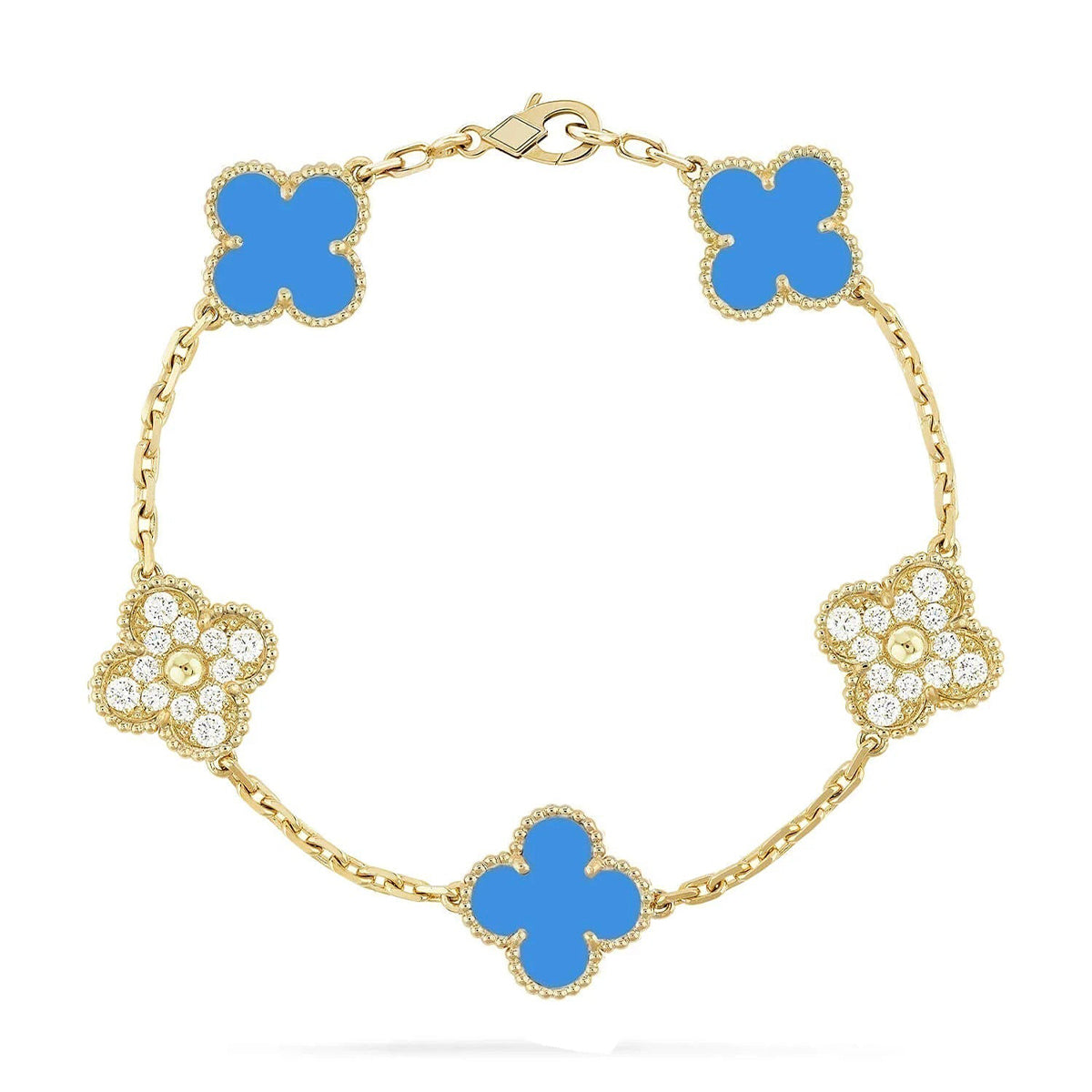 [Star Jewelry] CLOVER 5 MOTIF BLUE AGATE BRACELET COLLECTION