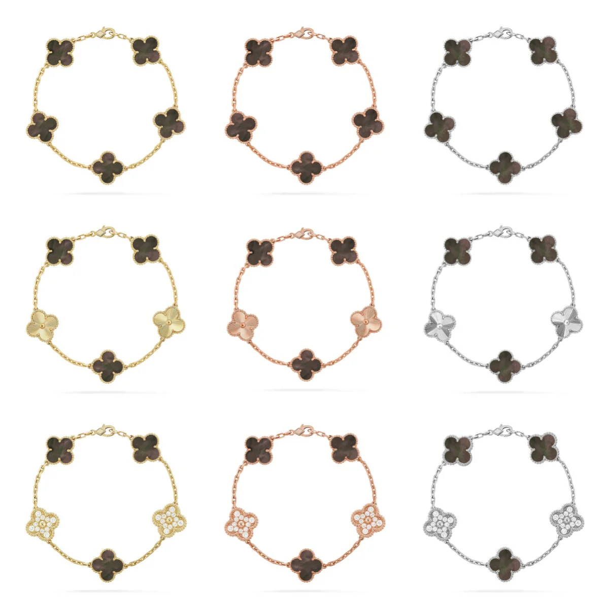 [Star Jewelry] CLOVER 5 MOTIF GRAY MOP BRACELET COLLECTION