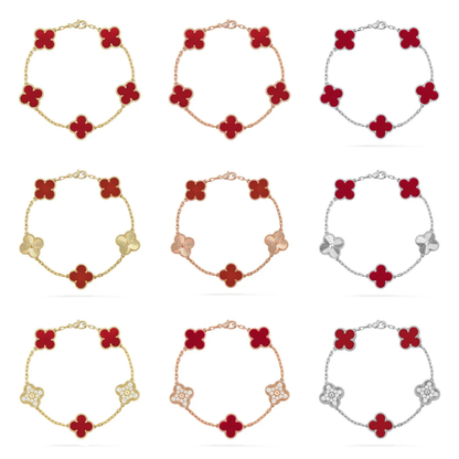 [Star Jewelry] CLOVER 5 MOTIF RED CORNELIAN BRACELET COLLECTION