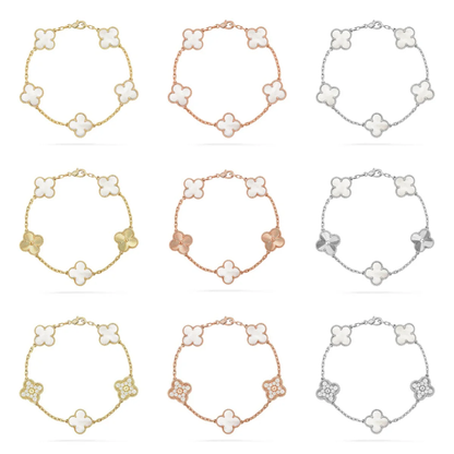 [Star Jewelry]CLOVER WHITE PEARL MOP 5 MOTIF BRACELET COLLECTION