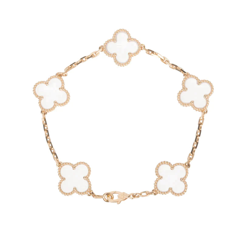 [Star Jewelry]CLOVER 5 MOTIF ROCK CRYSTAL BRACELET