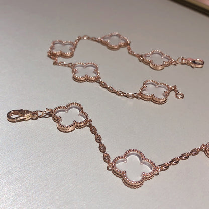 [Star Jewelry]CLOVER 5 MOTIF ROCK CRYSTAL BRACELET