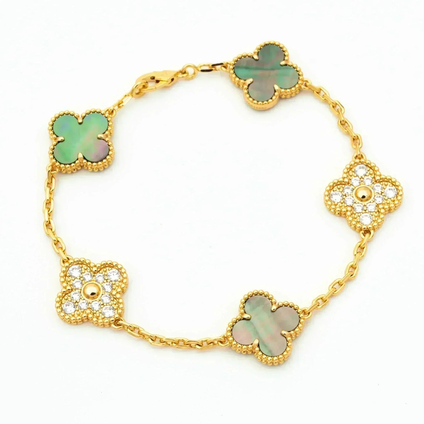 [Star Jewelry] CLOVER 5 MOTIF GRAY MOP BRACELET COLLECTION