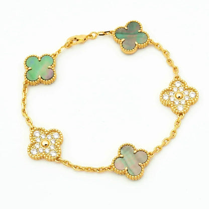 [Star Jewelry] CLOVER 5 MOTIF GRAY MOP BRACELET COLLECTION