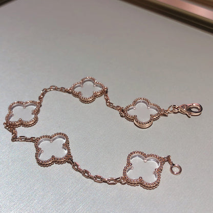 [Star Jewelry]CLOVER 5 MOTIF ROCK CRYSTAL BRACELET