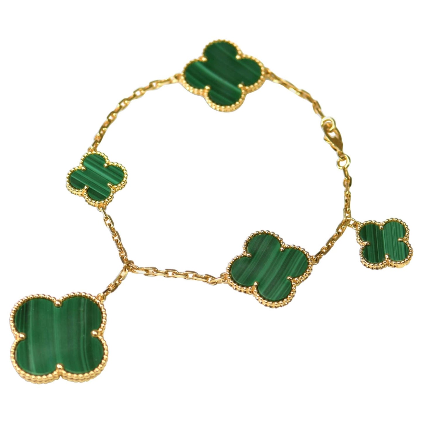 [Star Jewelry]MAGIC CLOVER MALACHITE GOLD BRACELET 5 MOTIFS