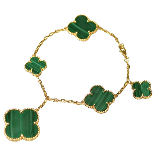 [Star Jewelry]MAGIC CLOVER MALACHITE GOLD BRACELET 5 MOTIFS