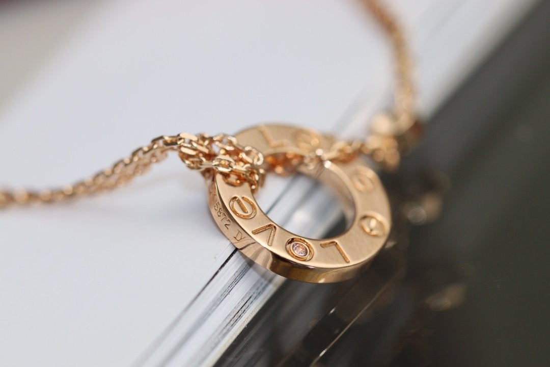 [Star Jewelry]LOVE NECKLACE ADJUSTABLE ROSE GOLD 2 DIAMOND