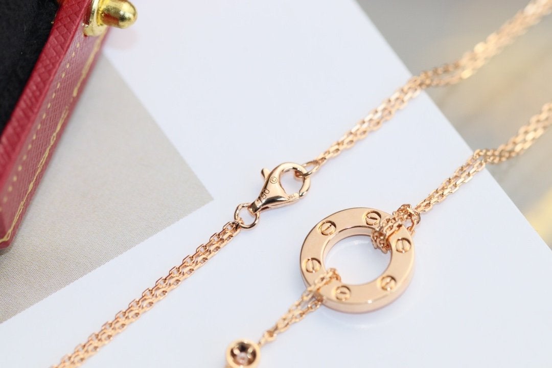 [Star Jewelry]LOVE NECKLACE ADJUSTABLE ROSE GOLD 2 DIAMOND