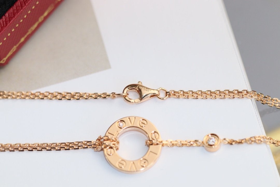 [Star Jewelry]LOVE NECKLACE ADJUSTABLE ROSE GOLD 2 DIAMOND