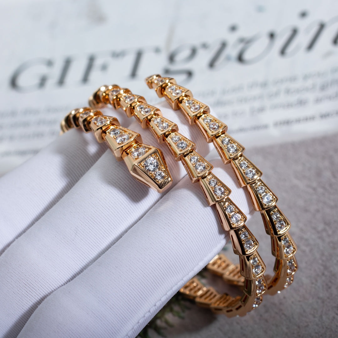 [Star Jewelry]SERPENTI BRACELET PINK GOLD DIAMOND DOUBLE ROW