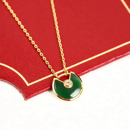 [Star Jewelry]AMULETTE GOLD MALACHITE NECKLACE