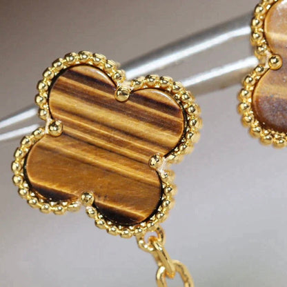 [Star Jewelry]CLOVER  2 MOTIF  TIGER EYE CARNELIAN EARRINGS