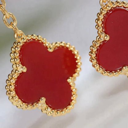 [Star Jewelry]CLOVER  2 MOTIF  TIGER EYE CARNELIAN EARRINGS