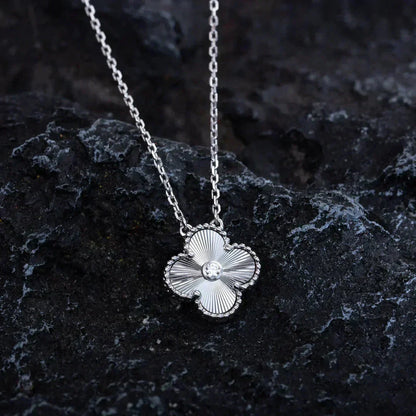 [Star Jewelry]CLOVER  15MM DIAMOND LASER NECKLACE SILVER