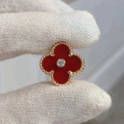 [Star Jewelry]CLOVER MEDIUM 1 MOTIFS CARNELIAN  DIAMOND earrings