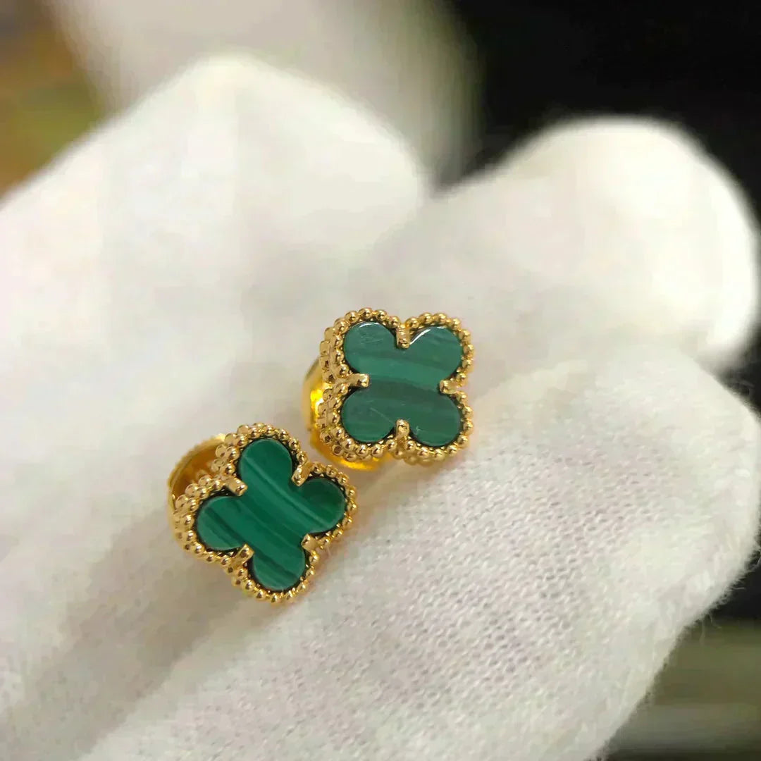 [Star Jewelry]CLOVER MINI 9.5MM MALACHITE  EARRINGS