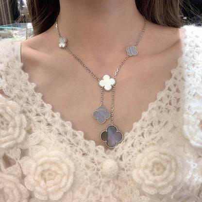 [Star Jewelry]CLOVER MOP CHALCEDONY NECKLACE SILVER 6 MOTIF