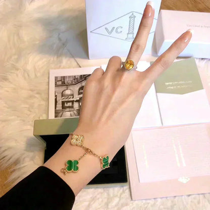 [Star Jewelry] CLOVER 5 MOTIF MALACHITE BRACELET COLLECTION