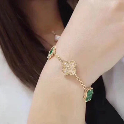 [Star Jewelry] CLOVER 5 MOTIF MALACHITE BRACELET COLLECTION