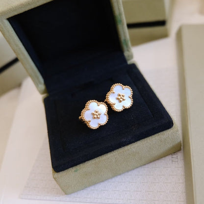 [Star Jewelry]LUCKY PINK GOLD WHITE MOP EARRINGS