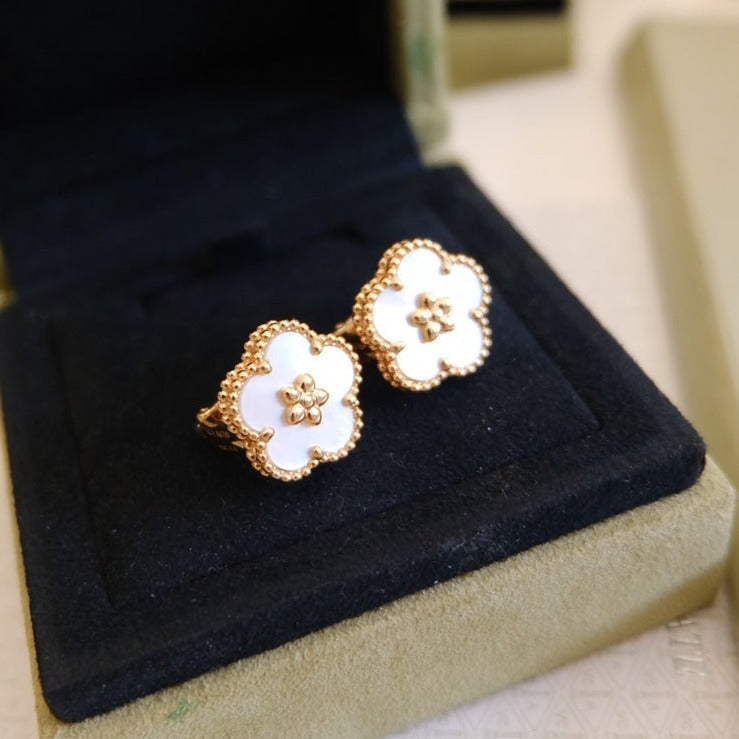 [Star Jewelry]LUCKY PINK GOLD WHITE MOP EARRINGS