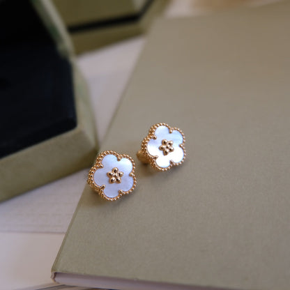 [Star Jewelry]LUCKY PINK GOLD WHITE MOP EARRINGS