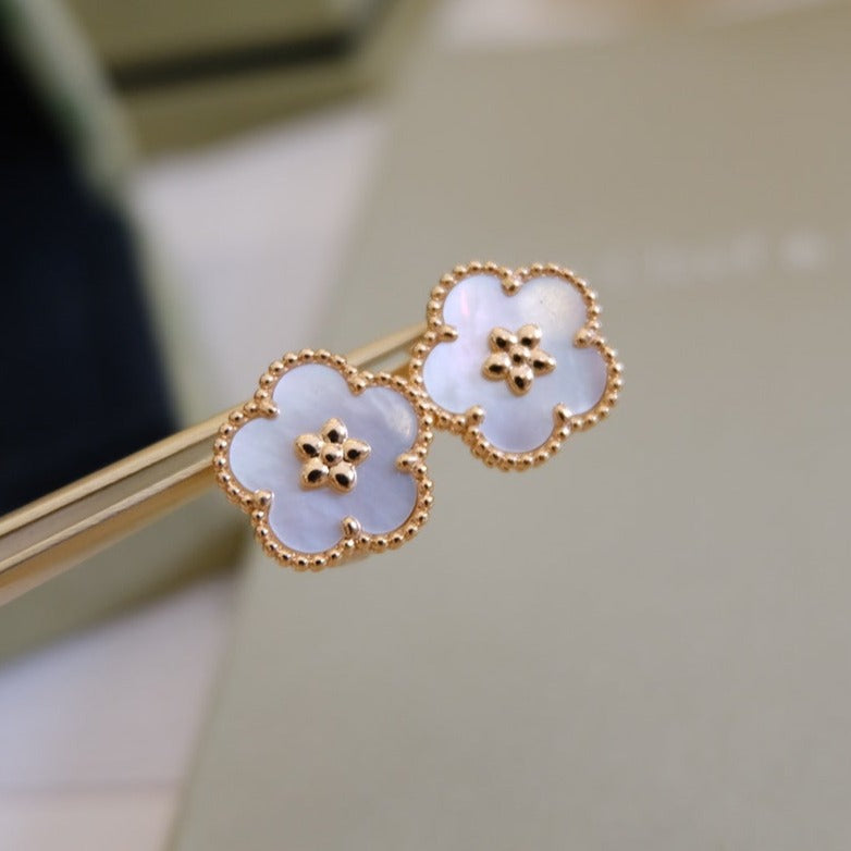 [Star Jewelry]LUCKY PINK GOLD WHITE MOP EARRINGS