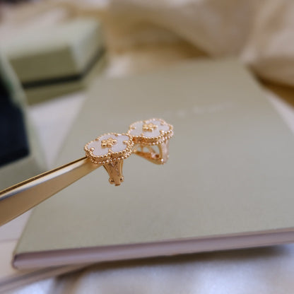 [Star Jewelry]LUCKY PINK GOLD WHITE MOP EARRINGS