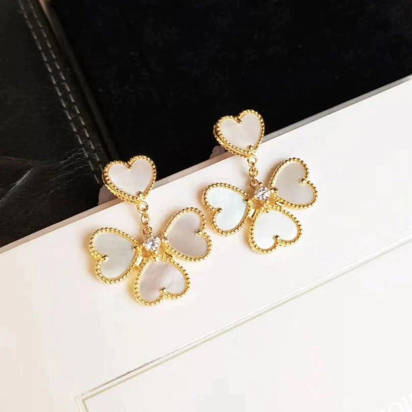 [Star Jewelry]CLOVER SWEET WHITE MOP EARRINGS