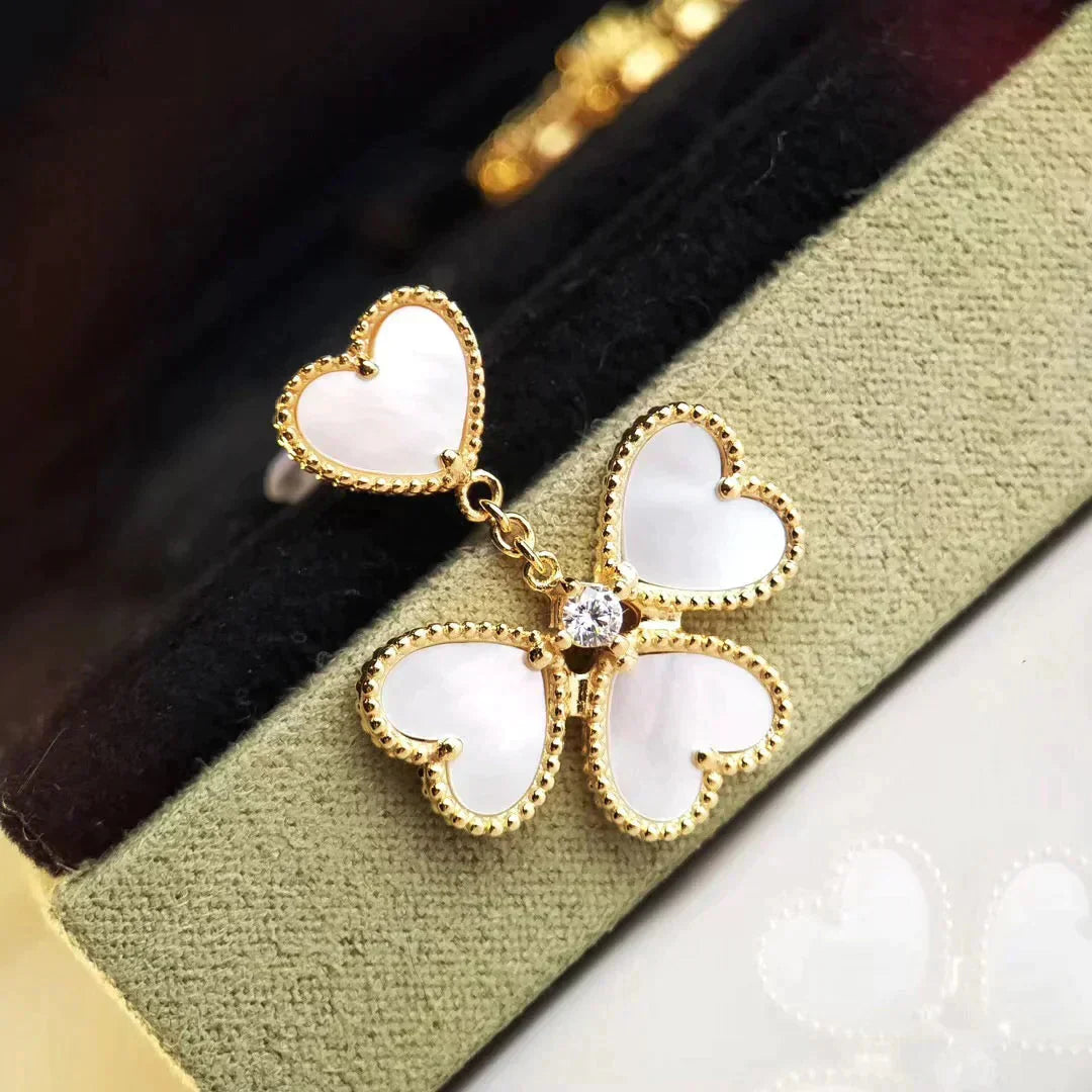 [Star Jewelry]CLOVER SWEET WHITE MOP EARRINGS