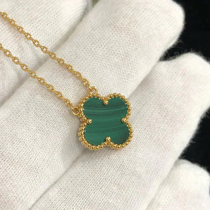 [Star Jewelry]CLOVER 15MM MALACHITE SINGLE FLOWER  NECKLACE