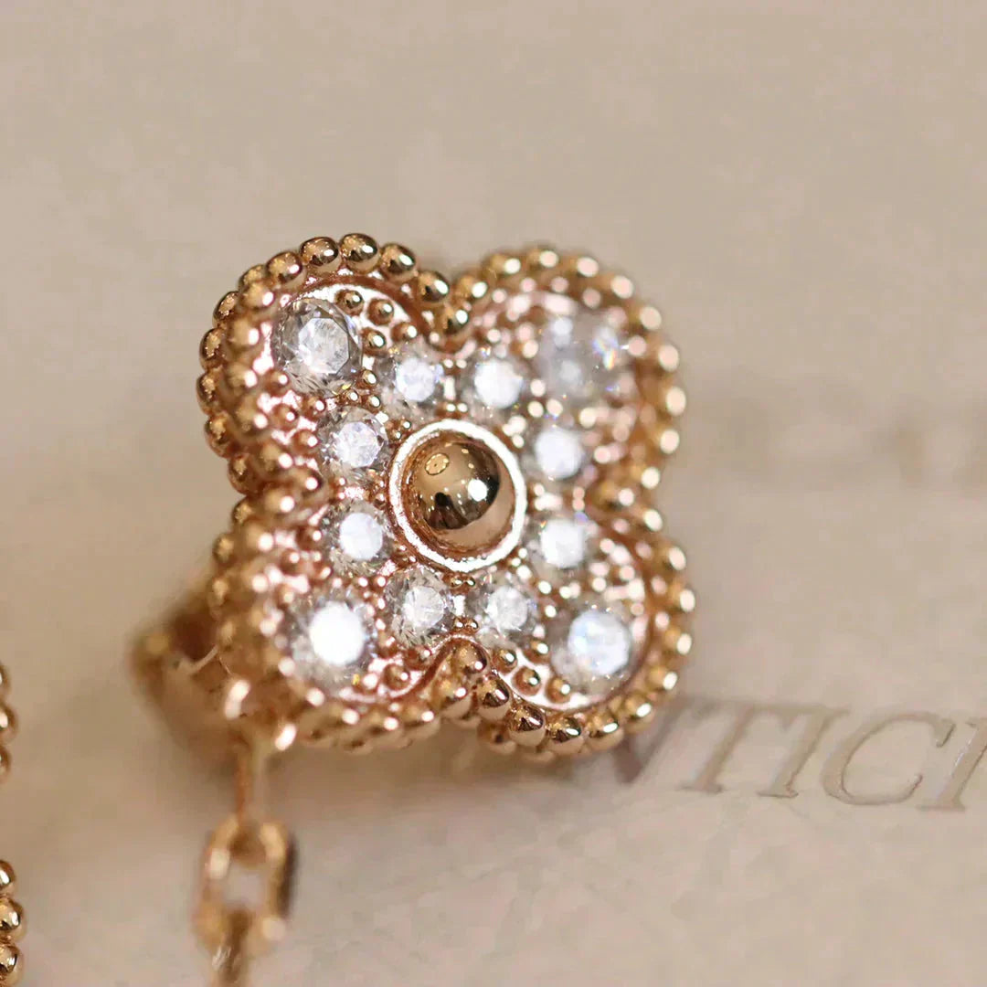 [Star Jewelry]CLOVER MEDIUM 1 MOTIFS FUll DIAMOND EARRINGS