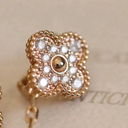 [Star Jewelry]CLOVER MEDIUM 1 MOTIFS FUll DIAMOND EARRINGS