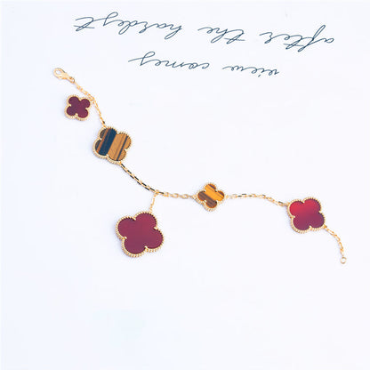 [Star Jewelry]CLOVER BRACELET 5 MOTIFS CARNELIAN TIGER EYE