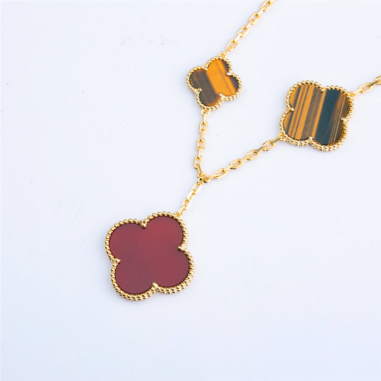 [Star Jewelry]CLOVER BRACELET 5 MOTIFS CARNELIAN TIGER EYE
