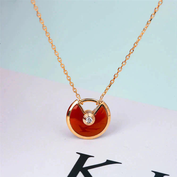 [Star Jewelry]AMULETTE GOLD CARNELIAN ONYX NECKLACE
