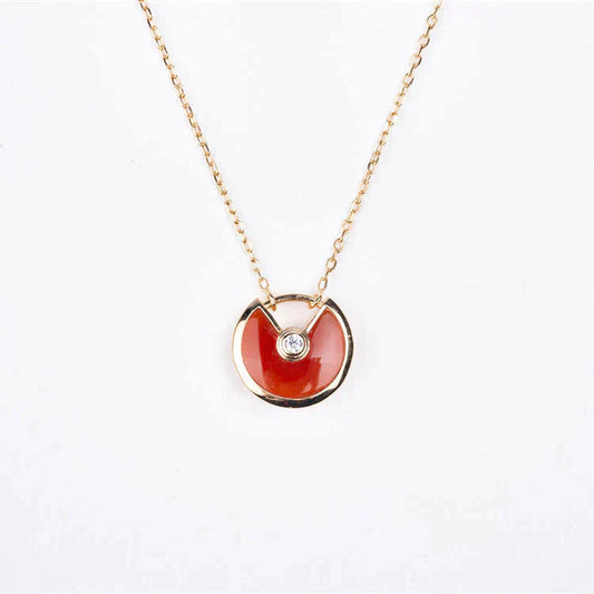 [Star Jewelry]AMULETTE GOLD CARNELIAN ONYX NECKLACE
