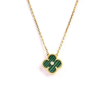 [Star Jewelry]CLOVER 15MM DIAMOND TURQUOISE NECKLACE