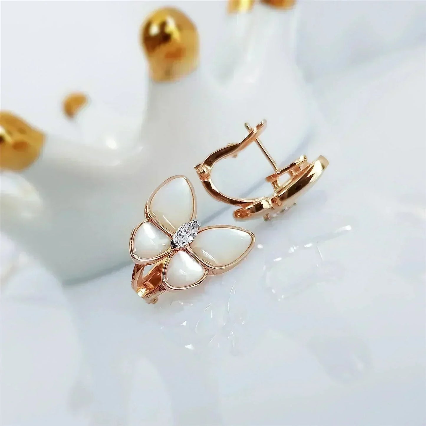 [Star Jewelry]BUTTERFLY MOP DIAMOND EARRINGS