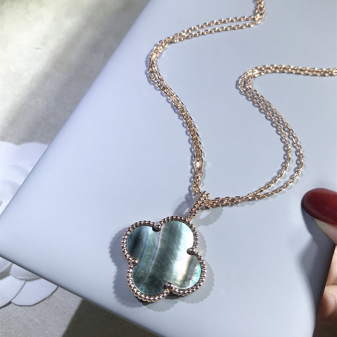 [Star Jewelry]CLOVER 25MM GOLD DARK MOP BIG CLOVER NECKLACE