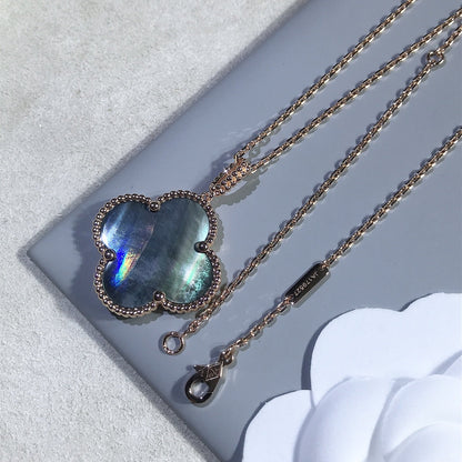 [Star Jewelry]CLOVER 25MM GOLD DARK MOP BIG CLOVER NECKLACE