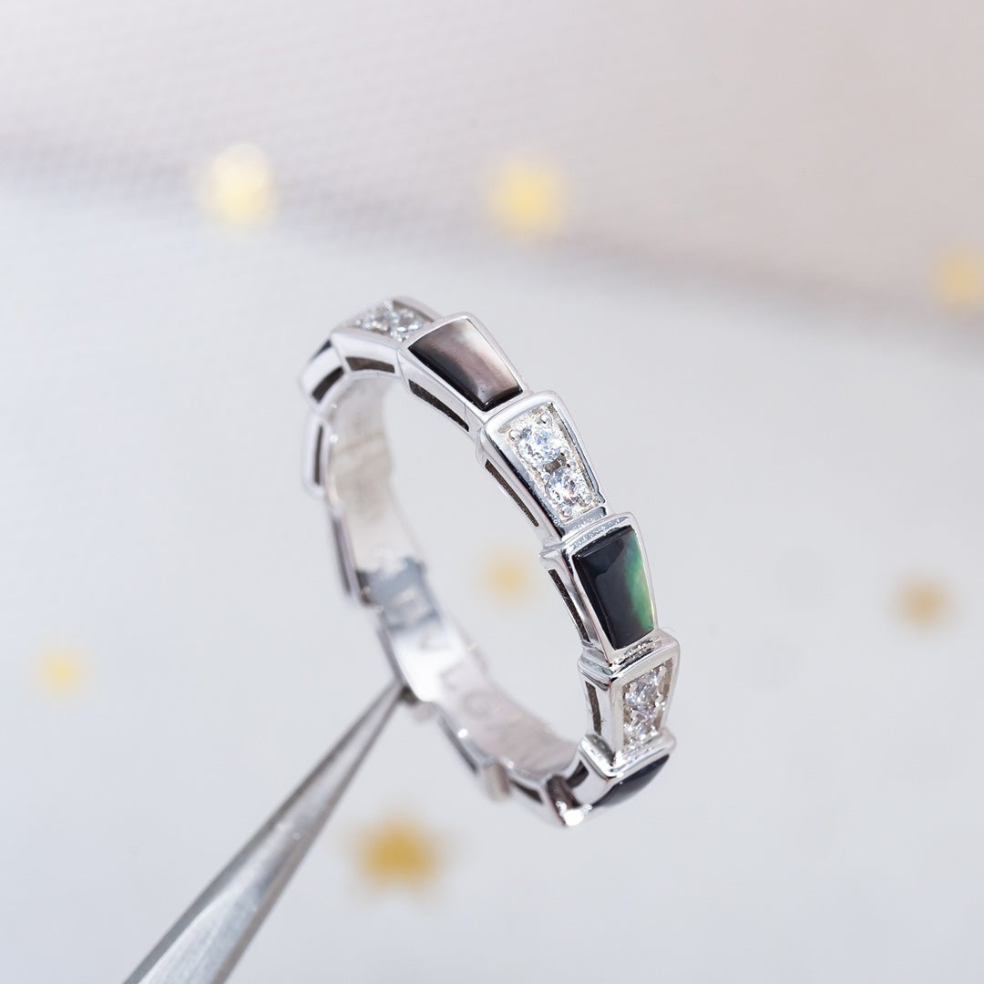 [Star Jewelry]SERPENTI RING SILVER  DIAMOND BLACK MOP 3MM