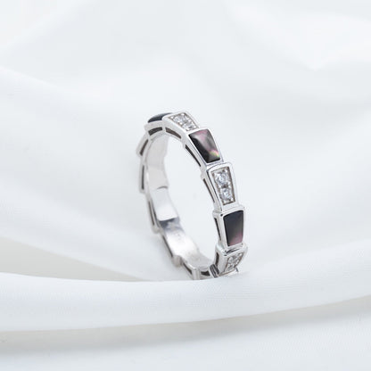 [Star Jewelry]SERPENTI RING SILVER  DIAMOND BLACK MOP 3MM