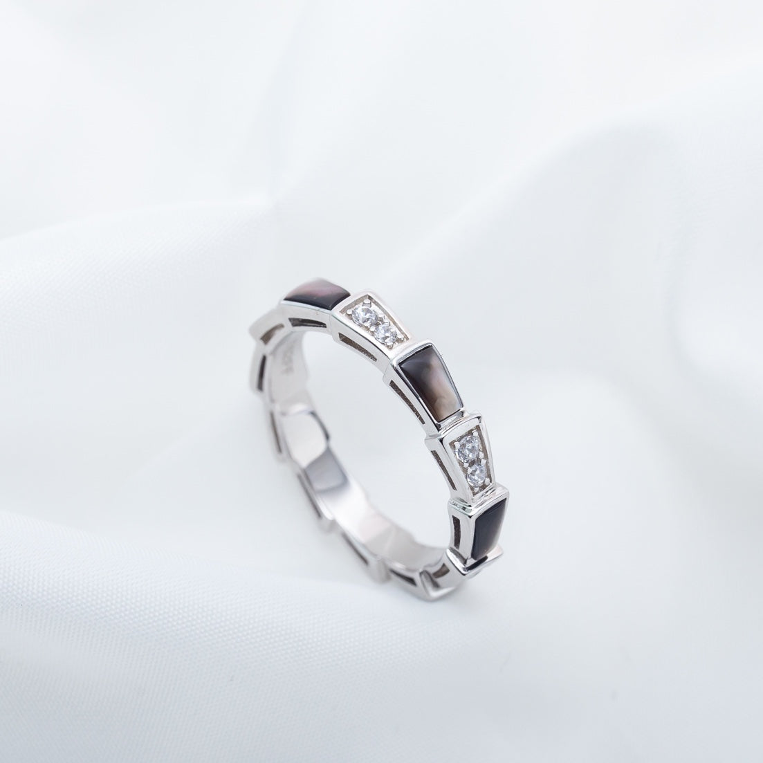 [Star Jewelry]SERPENTI RING SILVER  DIAMOND BLACK MOP 3MM