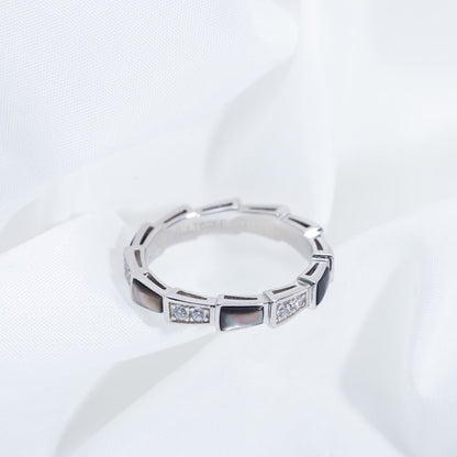 [Star Jewelry]SERPENTI RING SILVER  DIAMOND BLACK MOP 3MM