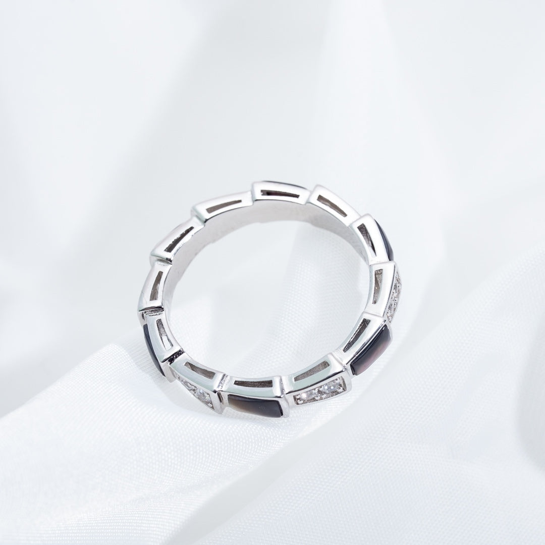 [Star Jewelry]SERPENTI RING SILVER  DIAMOND BLACK MOP 3MM