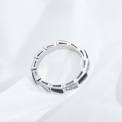 [Star Jewelry]SERPENTI RING SILVER  DIAMOND BLACK MOP 3MM