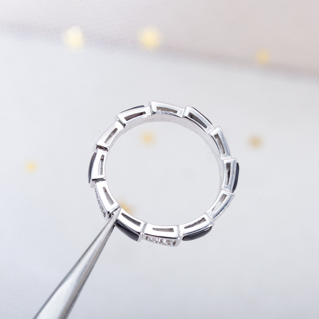 [Star Jewelry]SERPENTI RING SILVER  DIAMOND BLACK MOP 3MM